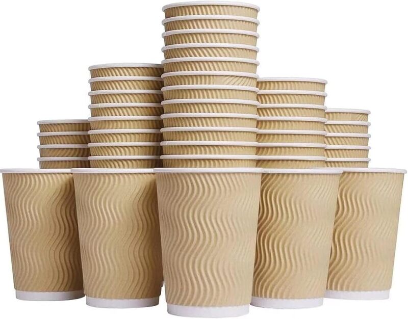 BROWN RIPPLE KRAFT PAPER CUPS 8OZ, 500 PCS